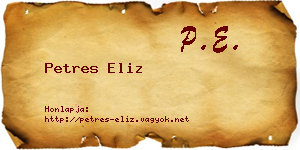 Petres Eliz névjegykártya